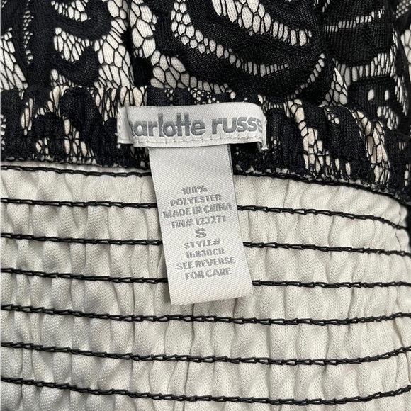 Charlotte Russe Sleeveless Strapless Mini Lace Cocktail Dress Black White Small - Picture 9 of 11